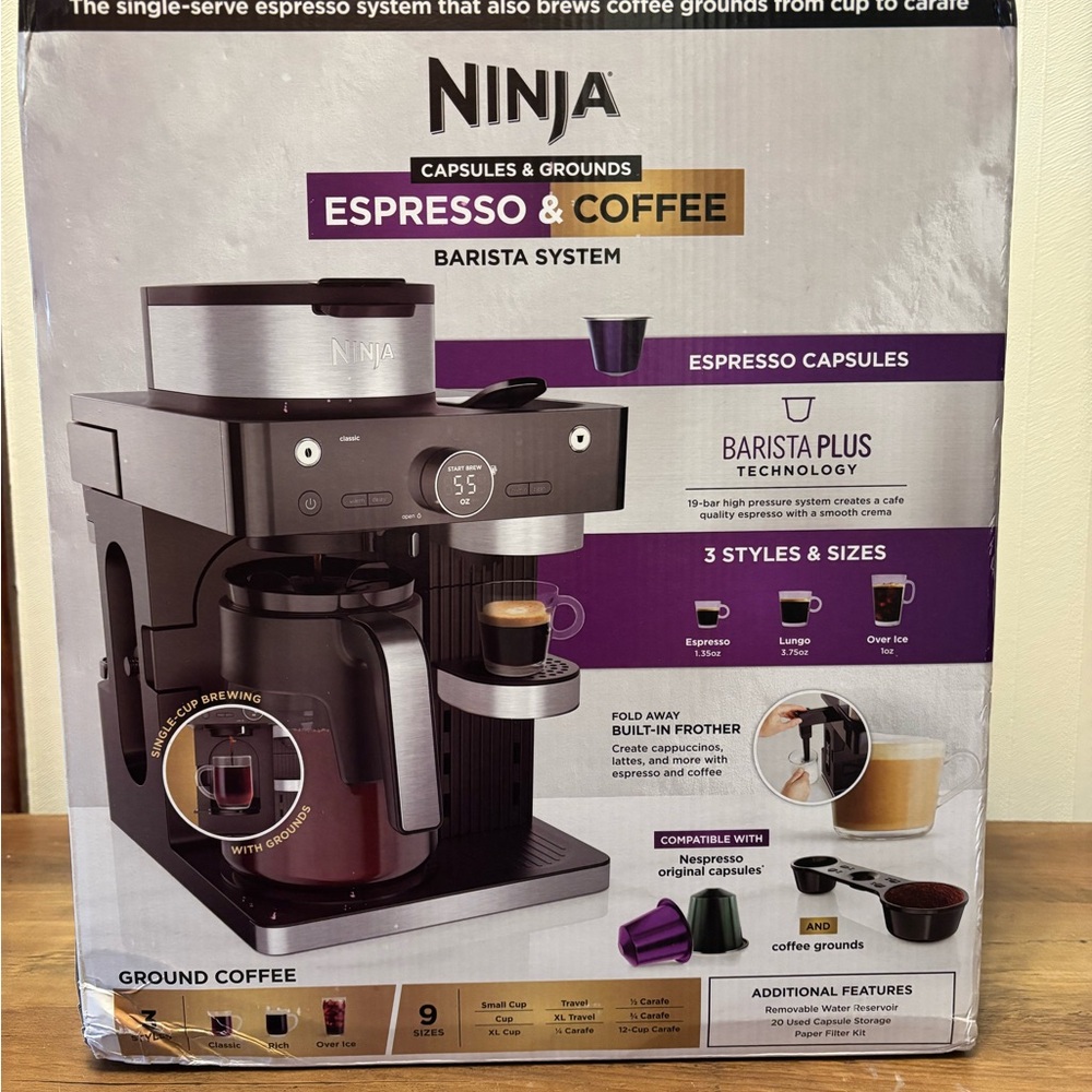 Ninja Espresso & Coffee System with Black and Purple Accents